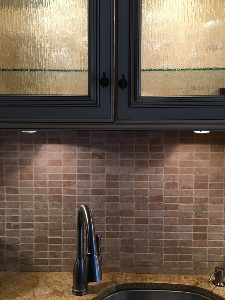 Bathroom Makeover Backsplash Counter and Cabinets
